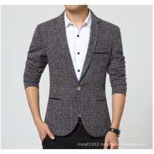 Latest classic formal design notch lapel one button knitted wool jacket mens blazer